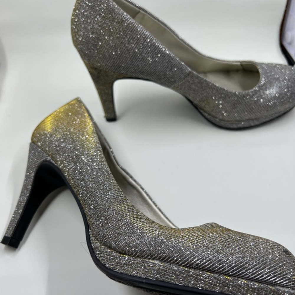 Gold metallic platform heels